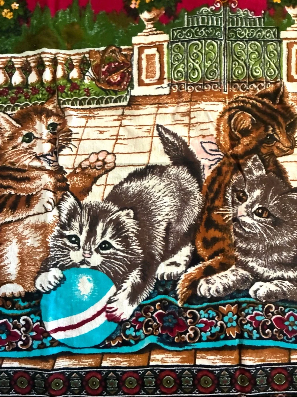 Vintage Kittens Wall Hanging Tapestry 38x55 Cottagecore Cats Decor Large